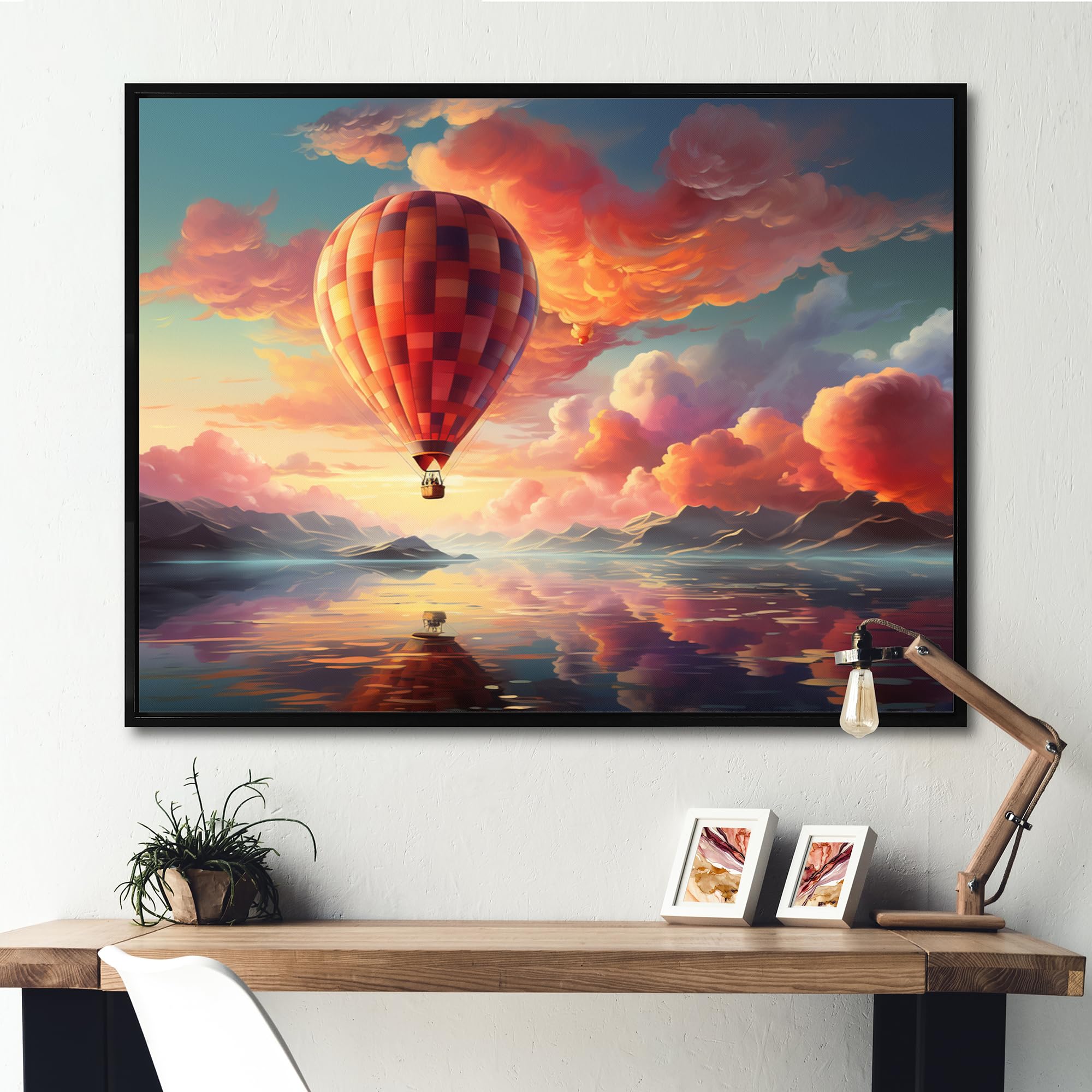 Amazon.com: Hot Air Balloon framed wall art decor, Hot Air Balloon